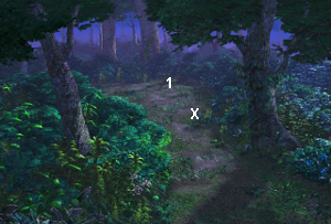 Image de la forêt de la solitude avec les points où siffler