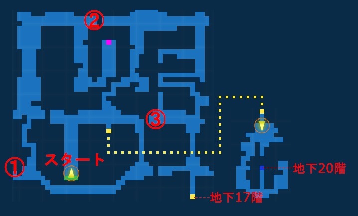 Carte des Ruines anciennes - Niveau 4 - Étage 16