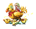 Fina à dos de chocobo